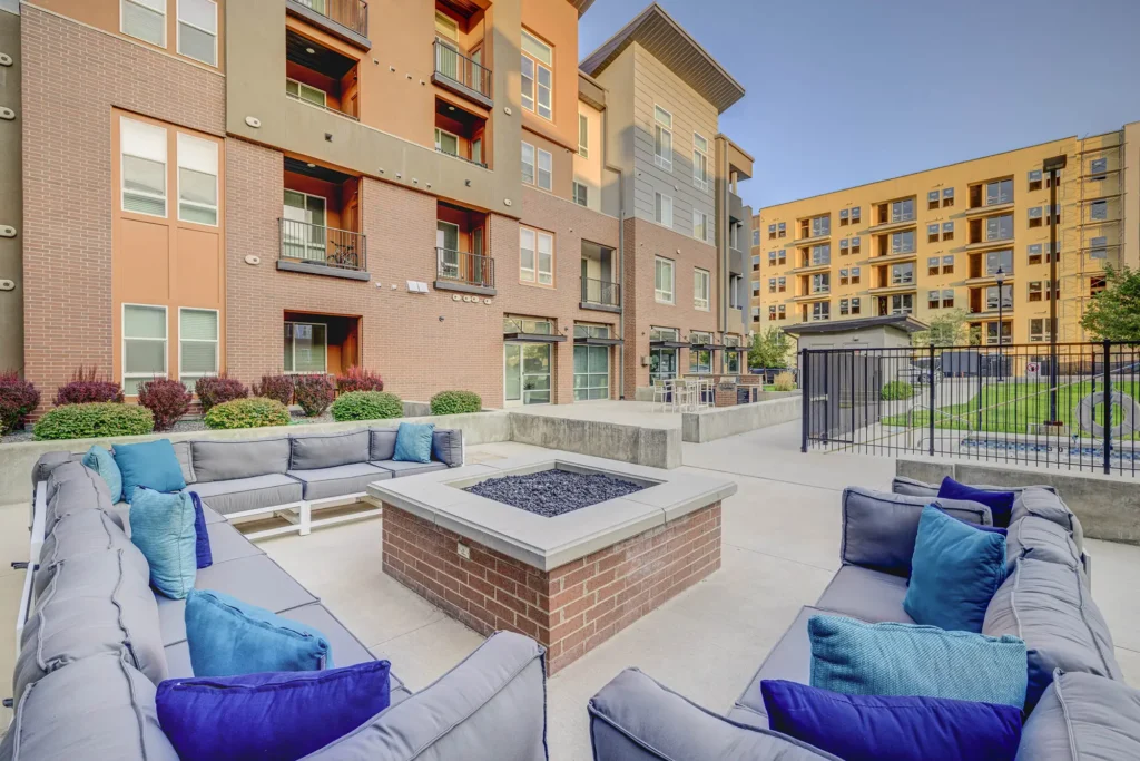 Exterior view of Novi at Jordan Valley Station's West Jordan apartments for rent